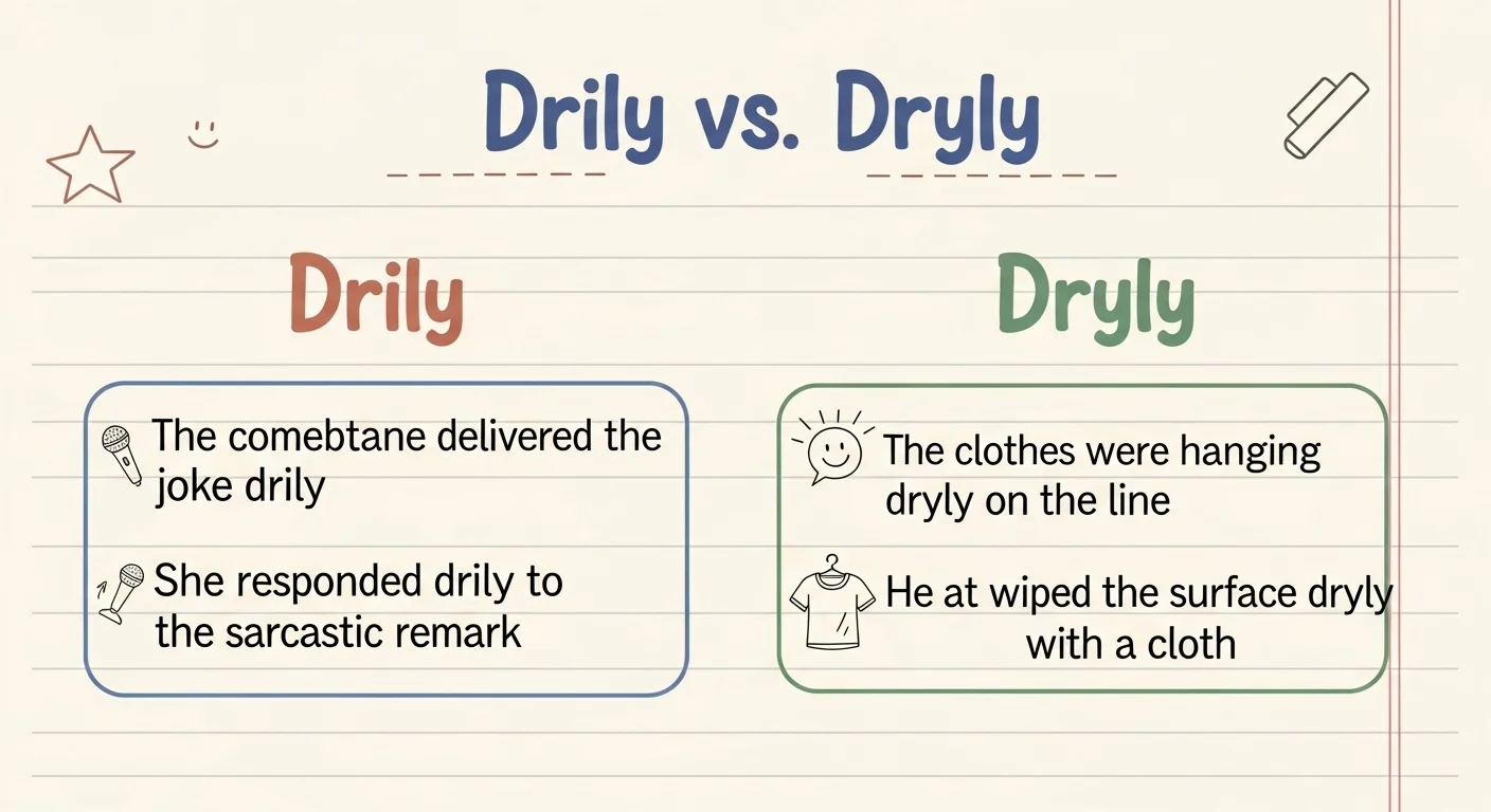 drily vs dryly