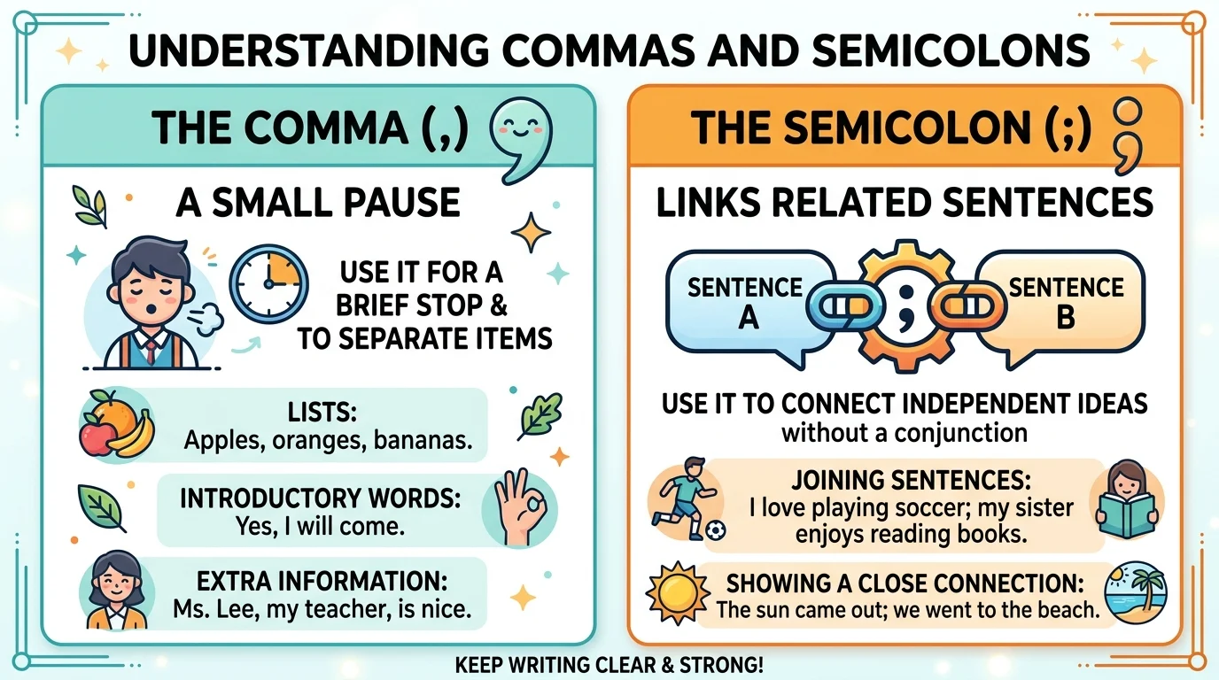 comma vs semicolon