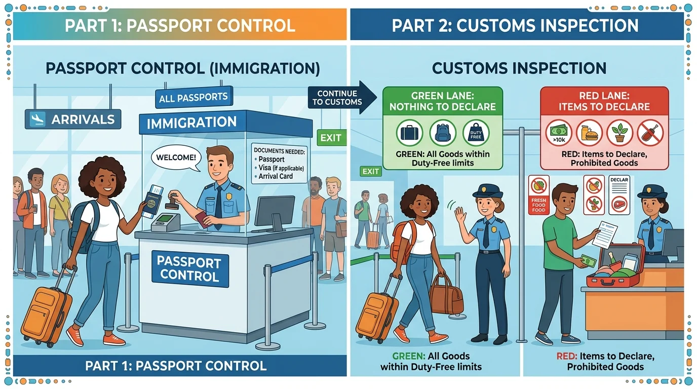 passport control vs customs